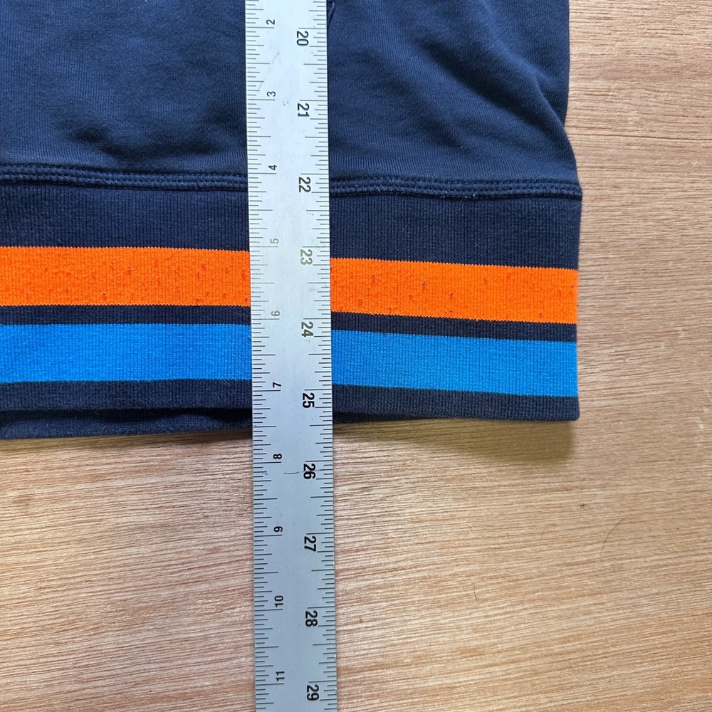 Psycho Bunny Mens XL Navy Blue Rainbow Logo Striped Pullover Hoodie Sweatshirt - Picture 3 of 7